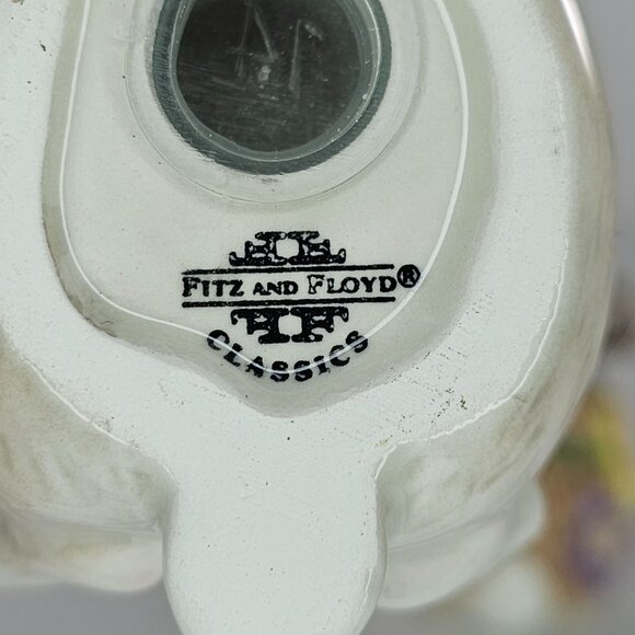 Fitz And Floyd Woodland Spring Bunny Rabbit Salt & Pepper Shaker Set Leaf Plate - Picture 6 of 13